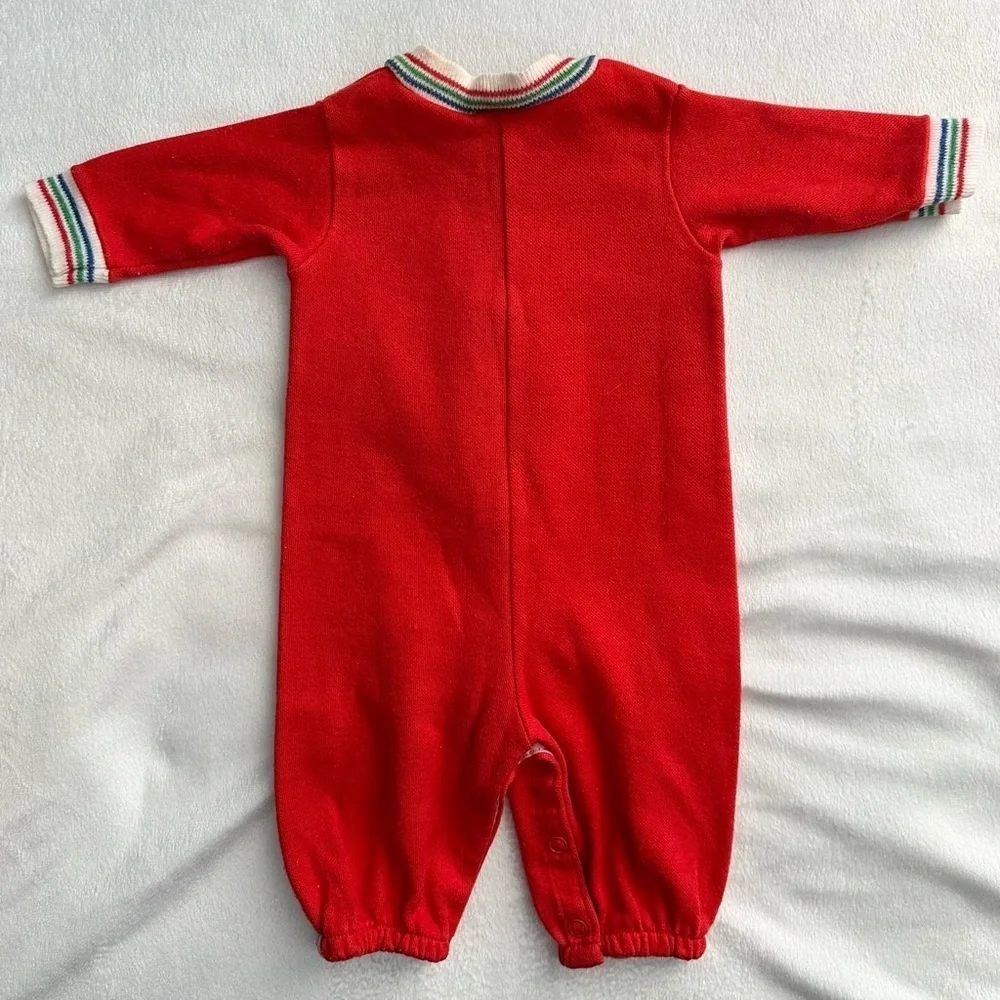 Vintage Little Ones Baby 3 Months Red Stripe Jumpsuit Romper One Piece Knit